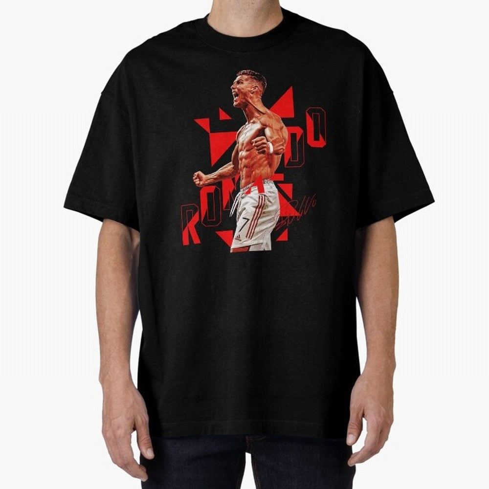 Cristiano Ronaldo Oversized T-Shirt Represent the Passion of Match Day Hype around FIFA World Cup 2026 Group Stage, Messi and Cristiano Ronaldo, France and Portugal, Vintage Soccer Flavor, Modern Football Stars, National Flags and Final Night