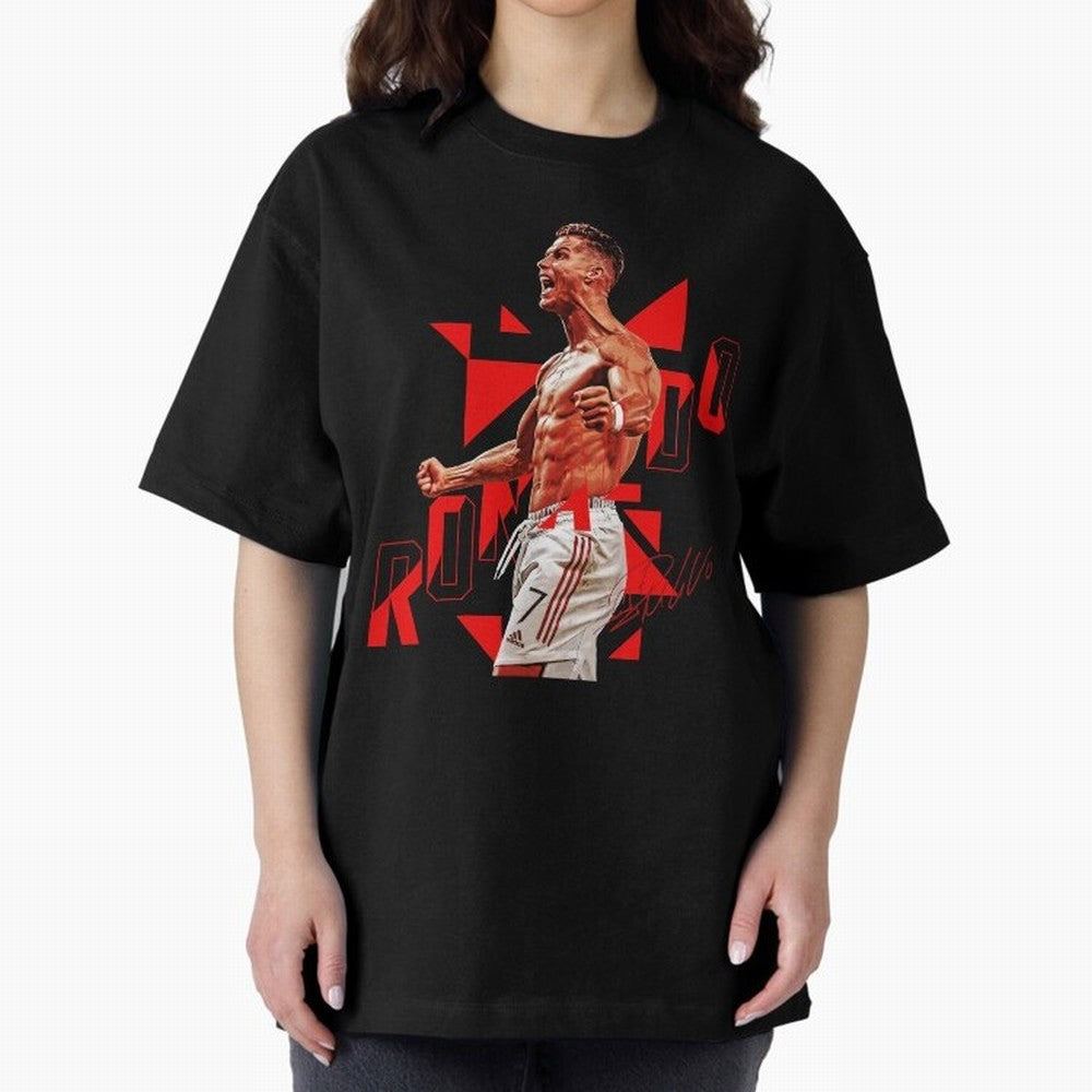 Cristiano Ronaldo Oversized T-Shirt Represent the Passion of Match Day Hype around FIFA World Cup 2026 Group Stage, Messi and Cristiano Ronaldo, France and Portugal, Vintage Soccer Flavor, Modern Football Stars, National Flags and Final Night