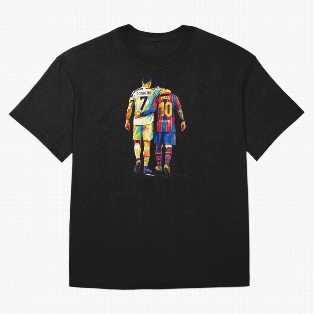 Cristiano Ronaldo And Messi Wpap Art Oversized T-Shirt Celebrate Unforgettable Nights in the FIFA World Cup 2026 Group Stage Journey through Messi, CR7 and Mbappe Highlights, England and Germany Pride, Goal Celebration Energy, Supporter Heritage,