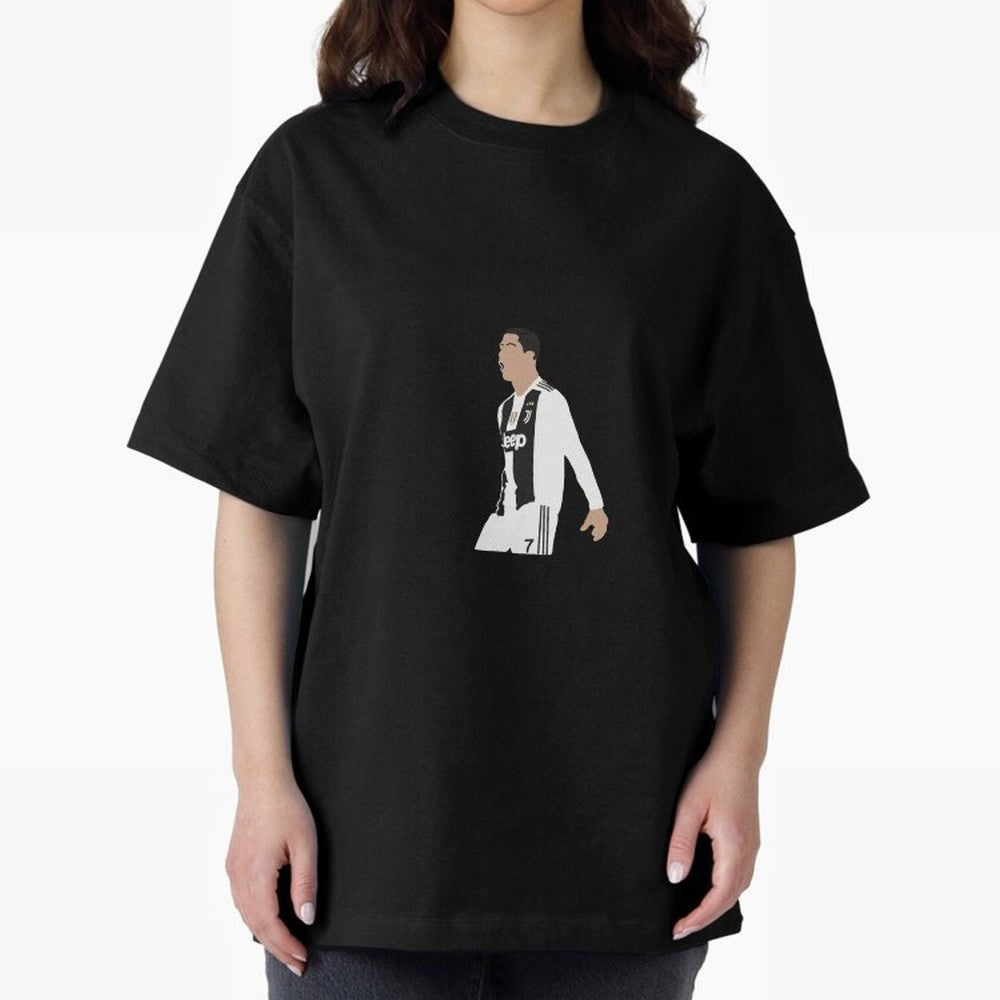 Juventus Cristiano Ronaldo Cartoon Oversized T-Shirt Represent Global Football Passion for FIFA World Cup 2026 Group Stage, Centered on Haaland, Portugal, Tournament Hype, Historic Matchups, Family Viewing Parties and Global Sports Pride; Ideal for