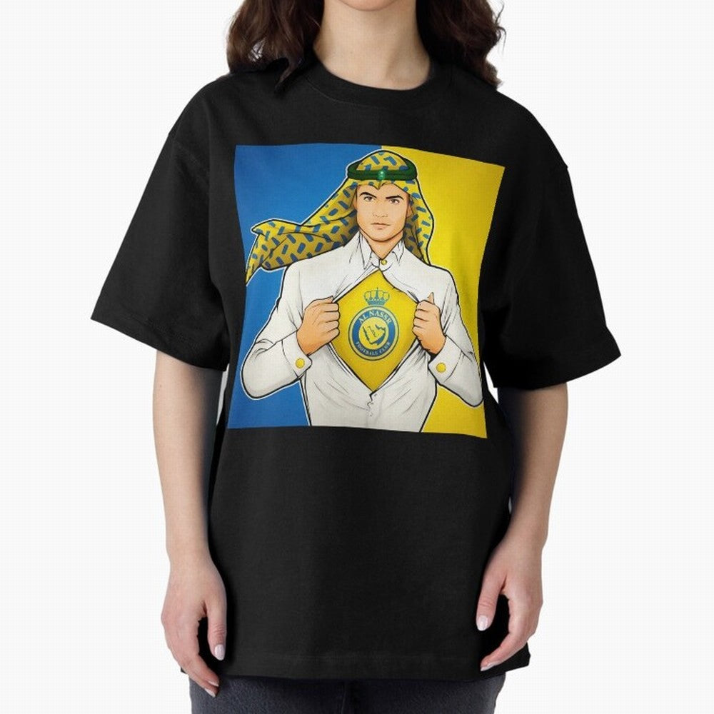 Al Nassr Cr7 Oversized T-Shirt Cheer through Every Moment of FIFA World Cup 2026 Group Stage Spirit, Featuring Netherlands, Messi, CR7 and Mbappe, Championship Spirit, Famous Goals, Roaring Crowds and International Football Unity; Ideal for Fans
