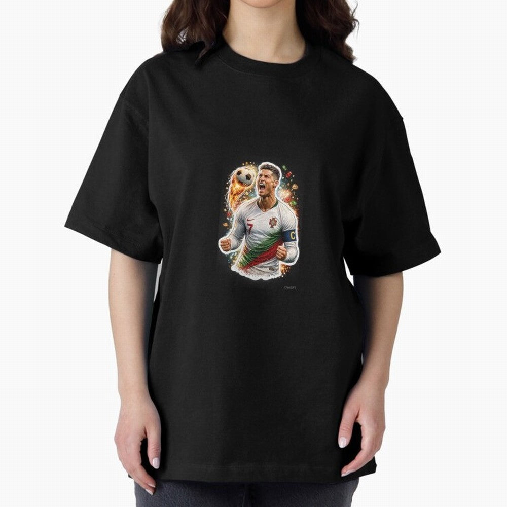 Ronaldo Winning Moment Oversized T-Shirt Join Match Day Hype around FIFA World Cup 2026 USA Canada Mexico, Mbappe and Neymar, Portugal, Spain and Germany, Stadium Memories, Football Loyalty, International Chants and Championship Tradition; Great