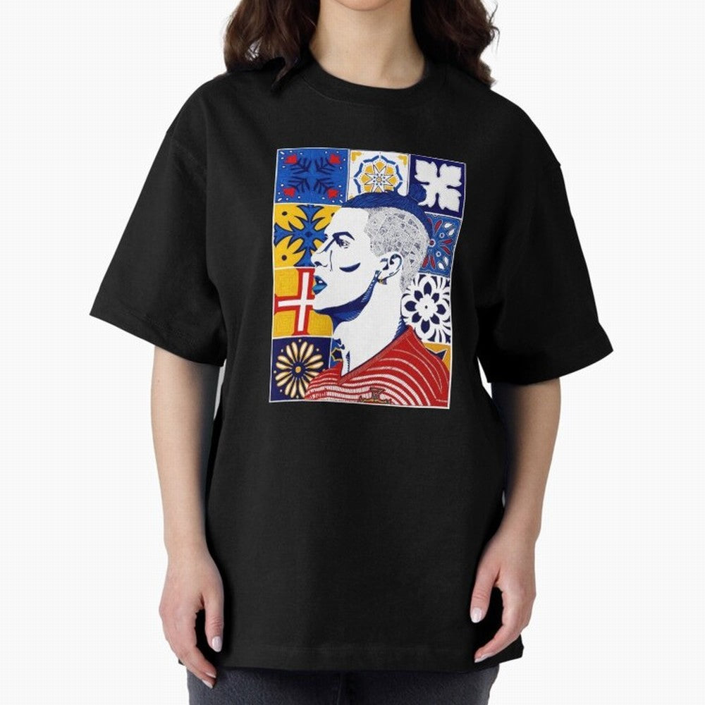 Cristiano Ronaldo Azulejos Oversized T-Shirt Feel International Energy from FIFA World Cup 2026 USA Canada Mexico for Fans of Mbappe and Argentina, France and Brazil, Bringing Goal Celebration Energy, Supporter Heritage, Football Icons and