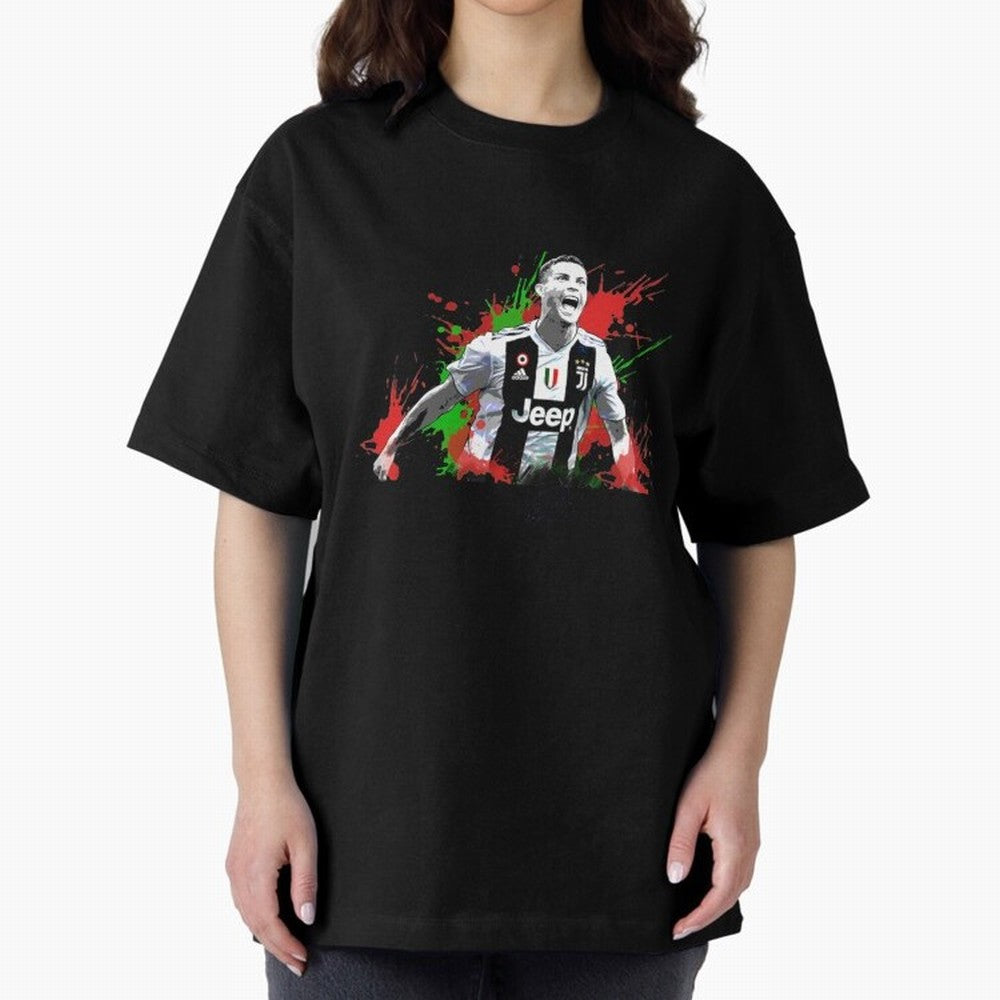 Cristiano Ronaldo Oversized T-Shirt Share the Excitement of the FIFA World Cup 2026 Journey through CR7 and Messi Highlights, Germany Pride, Vintage Soccer Flavor, Modern Football Stars, National Flags and Final Night Emotion; Ideal for Football
