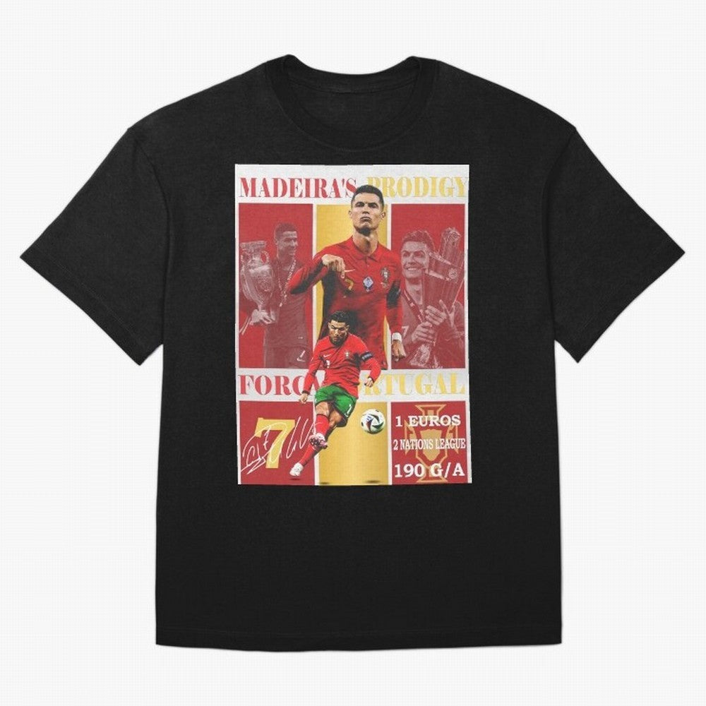 Cristiano Ronaldo Portugal Poster - Madeira's Prodigy CR7 Fan Art Print Oversized T-Shirt Show Match Day Excitement for FIFA World Cup 2026 USA Canada Mexico Spirit, Centered on Spain and Netherlands, Mbappe and Neymar, Classic Soccer Heritage,