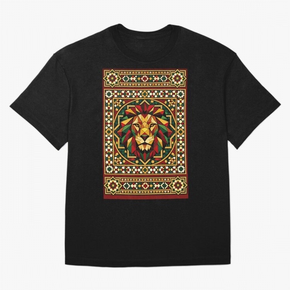 Portuguese Geometric Lion Portrait Oversized T-Shirt Carry the Colors and Pride of FIFA World Cup 2026 for Fans of Messi, CR7 and Mbappe and England and Germany, Bringing Game Day Rituals, Football Legends, Country Pride and the Road to the Final;