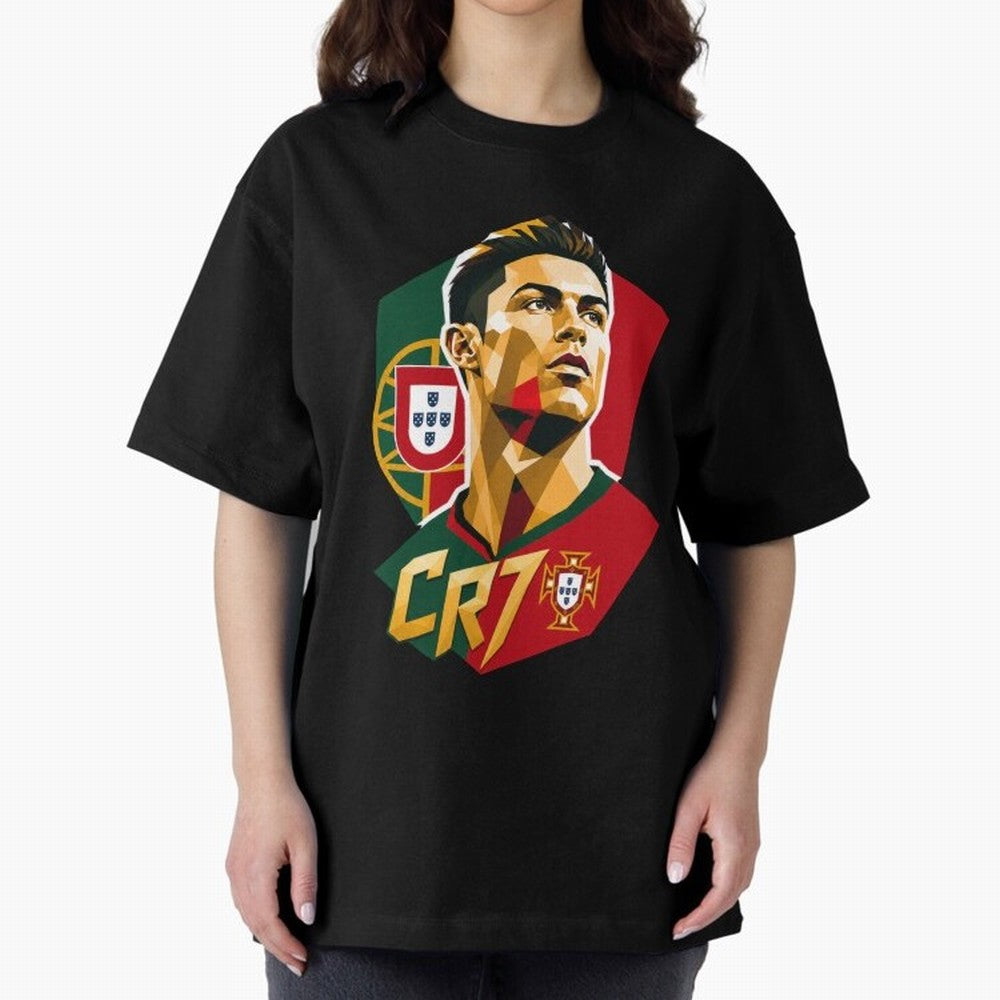 CR7 Art Print Oversized T-Shirt Celebrate the Next Chapter of FIFA World Cup 2026 Group Stage Spirit, Highlighting Spain, Messi, Neymar and Mbappe, Stadium Memories, Football Loyalty, International Chants and Championship Tradition; Ideal for