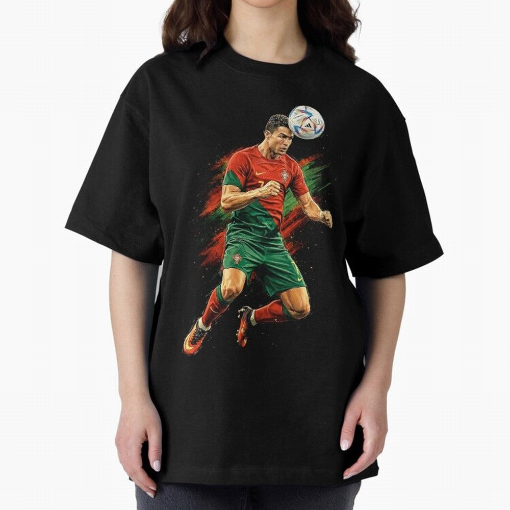Cristiano Ronaldo Football Legend Oversized T-Shirt Honor the Beautiful Game during FIFA World Cup 2026 USA Canada Mexico for Fans of Messi, Neymar and Mbappe and Spain and Netherlands, Bringing Worldwide Fan Energy, Dramatic Goals, Stadium Lights
