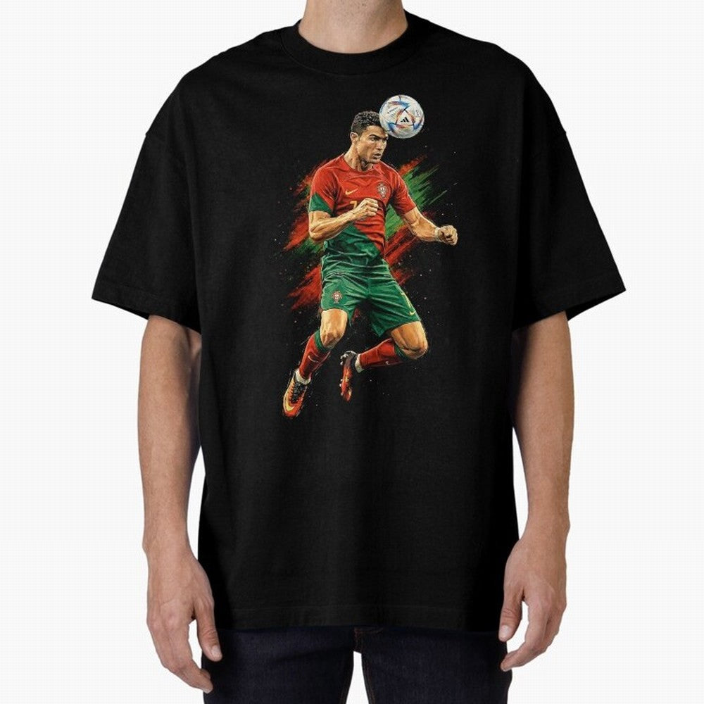 Cristiano Ronaldo Football Legend Oversized T-Shirt Honor the Beautiful Game during FIFA World Cup 2026 USA Canada Mexico for Fans of Messi, Neymar and Mbappe and Spain and Netherlands, Bringing Worldwide Fan Energy, Dramatic Goals, Stadium Lights