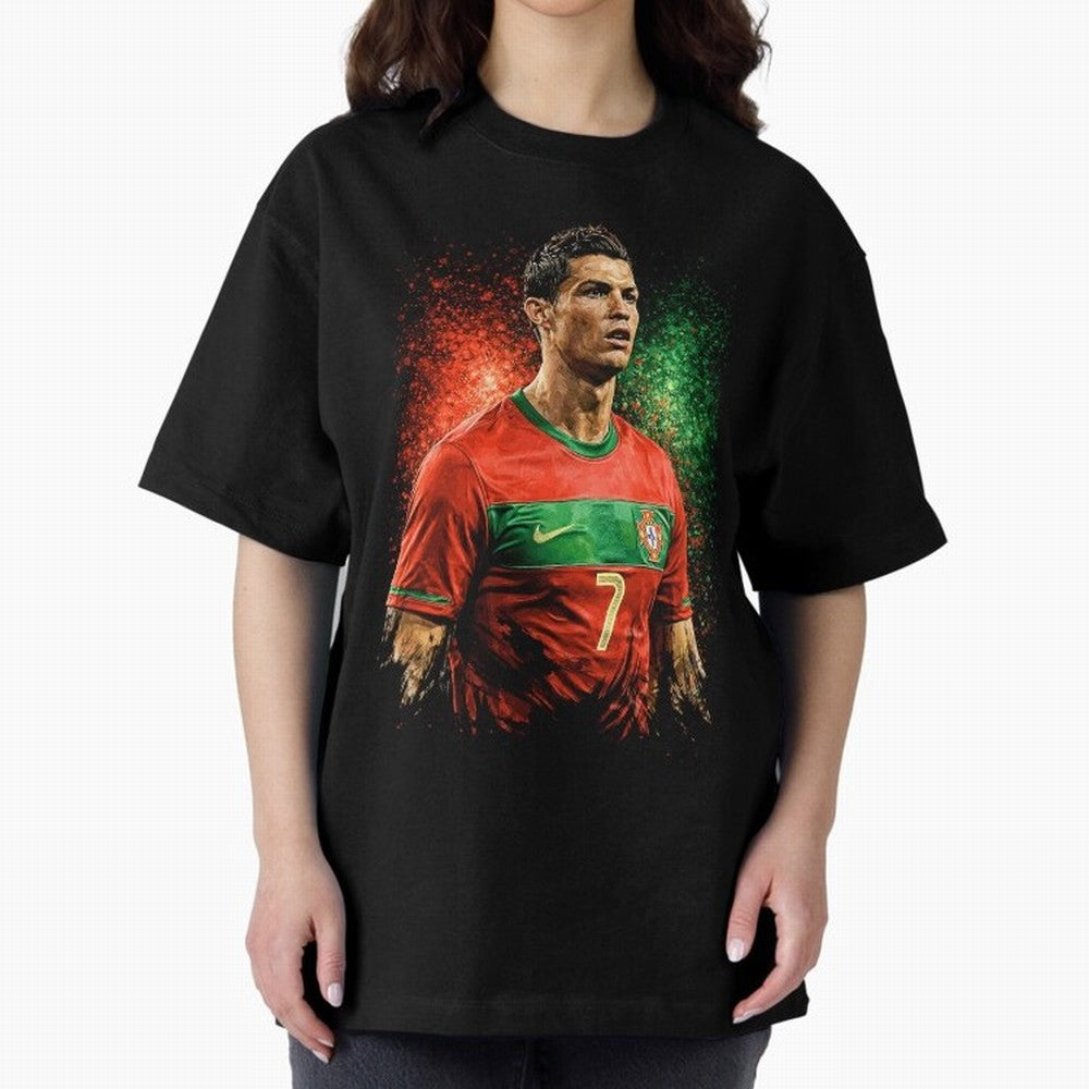 Cristiano Ronaldo Football Legend Oversized T-Shirt Support the Legends of the FIFA World Cup 2026 USA Canada Mexico Journey through Neymar Highlights, Spain Pride, Vintage Soccer Flavor, Modern Football Stars, National Flags and Final Night