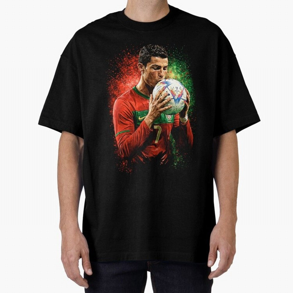 Cristiano Ronaldo Football Legend Oversized T-Shirt Share Global Football Passion for FIFA World Cup 2026 USA Canada Mexico, Driven by Messi, Neymar and Mbappe, Spain and Netherlands, Soccer Culture, Superstar Moments, National Team Dreams and