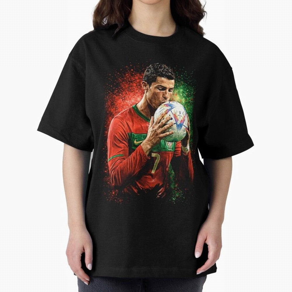 Cristiano Ronaldo Football Legend Oversized T-Shirt Share Global Football Passion for FIFA World Cup 2026 USA Canada Mexico, Driven by Messi, Neymar and Mbappe, Spain and Netherlands, Soccer Culture, Superstar Moments, National Team Dreams and