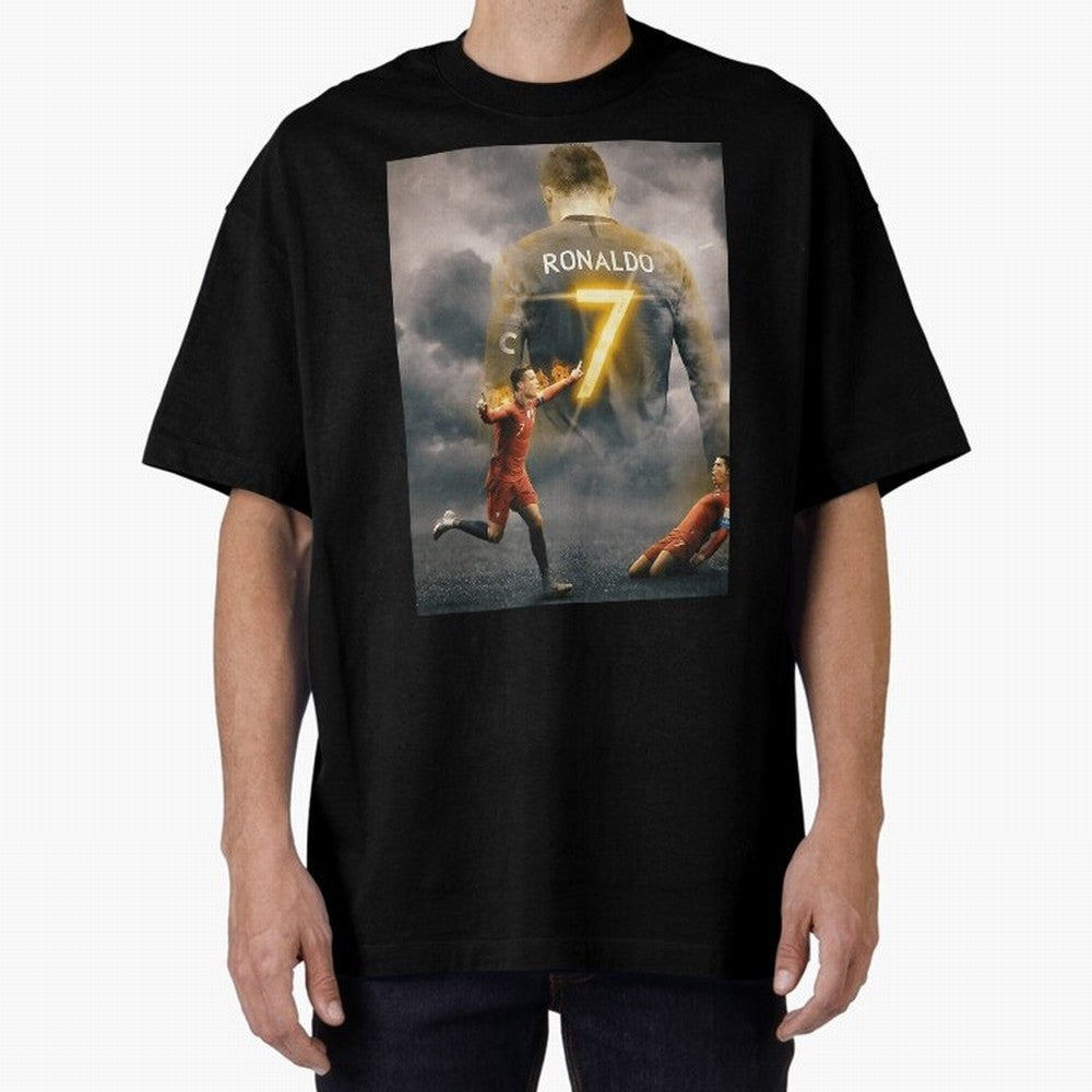 Aesthetic Ronaldo Poster Oversized T-Shirt Celebrate Every Goal in FIFA World Cup 2026 for Fans of Cristiano Ronaldo, Haaland and CR7 and France, Bringing Fan Favorite Moments, National Team Passion, Big Match Drama and Soccer History; Built for