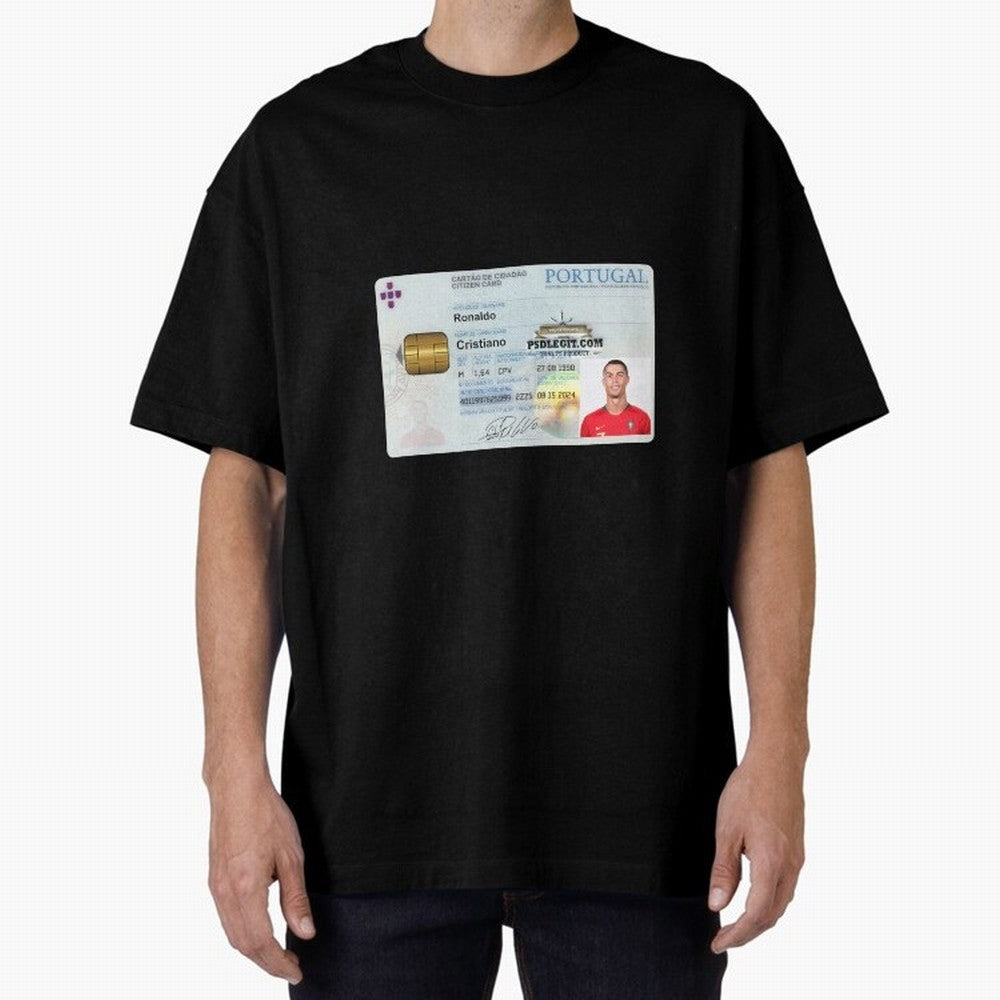 Cristiano Ronaldo CARD ID Oversized T-Shirt Experience the Global Stage of FIFA World Cup 2026 USA Canada Mexico for Fans of Messi and Argentina and Brazil, Bringing Goal Celebration Energy, Supporter Heritage, Football Icons and Worldwide