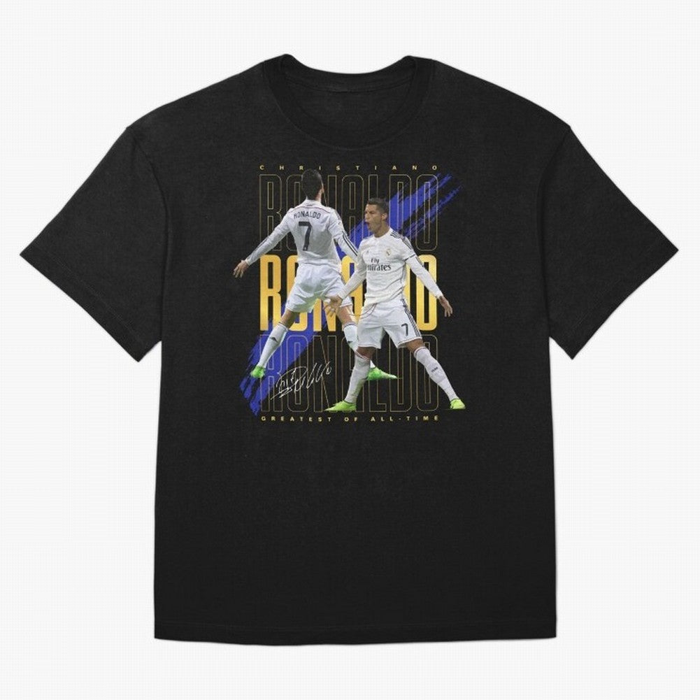 Cristiano Ronaldo Suuiii! Greatest Of All Time Oversized T-Shirt Honor Football Greatness during Global Football Passion for FIFA World Cup 2026 Group Stage, Highlighting Neymar, Portugal, Spain and Germany, Football Festival Excitement, Trophy