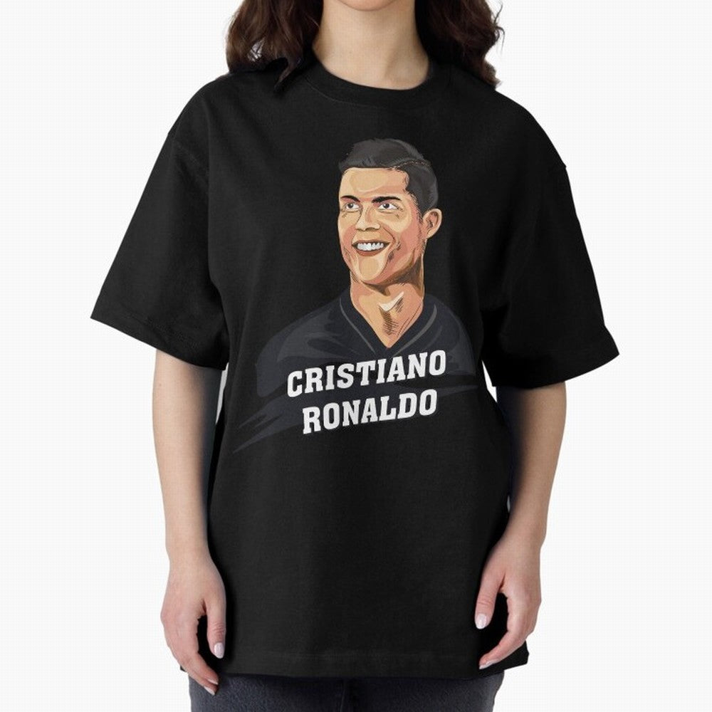 Cristiano Ronaldo Portrait Oversized T-Shirt Celebrate the Magic of FIFA World Cup 2026 Group Stage Centered on Haaland and Mbappe, Argentina and Brazil Energy, Global Supporter Spirit, Legendary Goals, National Colors and Tournament Celebration;