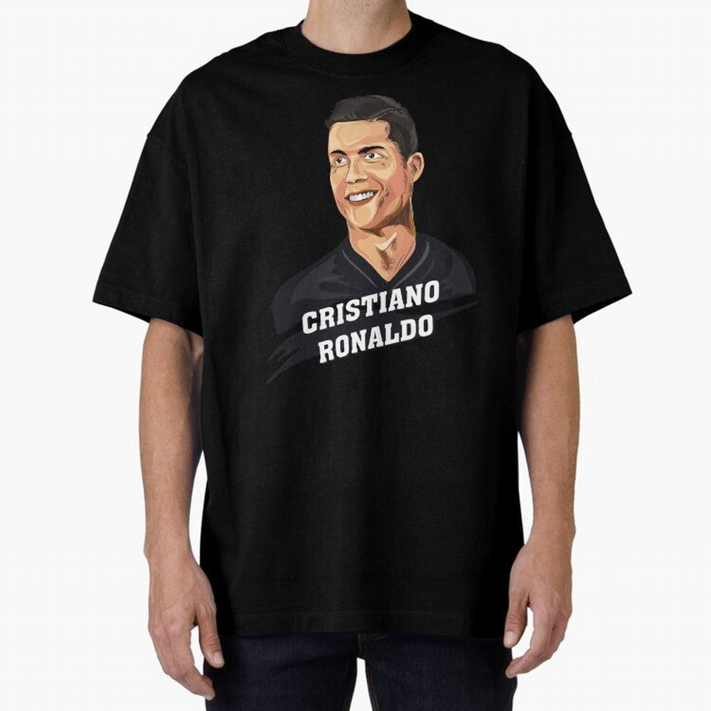 Cristiano Ronaldo Portrait Oversized T-Shirt Celebrate the Magic of FIFA World Cup 2026 Group Stage Centered on Haaland and Mbappe, Argentina and Brazil Energy, Global Supporter Spirit, Legendary Goals, National Colors and Tournament Celebration;