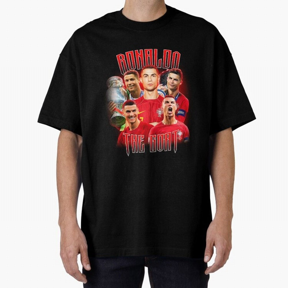 Cristiano Ronaldo The Goat Bootleg Oversized T-Shirt Celebrate Football Dreams Across Global Football Passion for FIFA World Cup 2026, Connected to Cristiano Ronaldo, Haaland and CR7, France and Portugal, Stadium Memories, Football Loyalty,