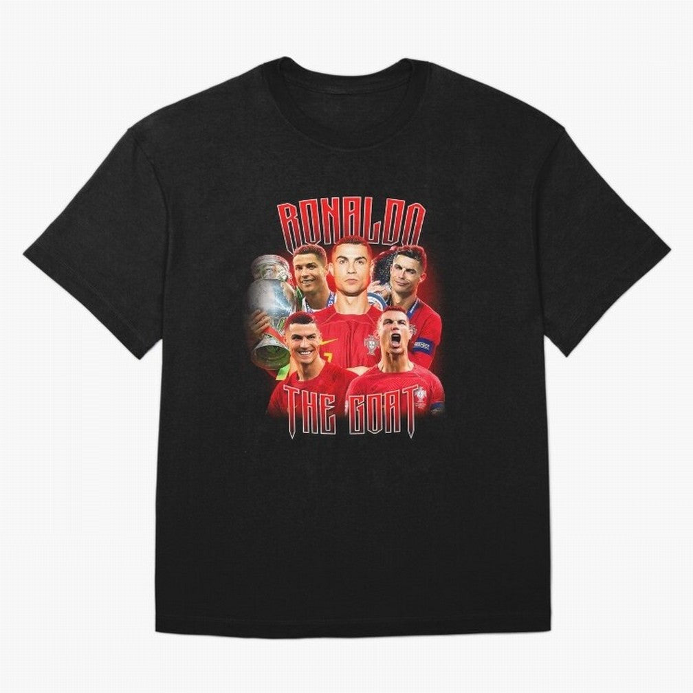 Cristiano Ronaldo The Goat Bootleg Oversized T-Shirt Celebrate Football Dreams Across Global Football Passion for FIFA World Cup 2026, Connected to Cristiano Ronaldo, Haaland and CR7, France and Portugal, Stadium Memories, Football Loyalty,