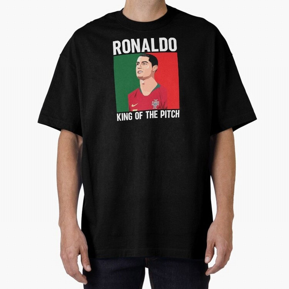 Ronaldo: King Of The Pitch Oversized T-Shirt Carry the Colors and Pride of the FIFA World Cup 2026 USA Canada Mexico Journey through Messi, Neymar and Mbappe Highlights, Spain and Netherlands Pride, Football History, Final Match Energy, Crowd Noise