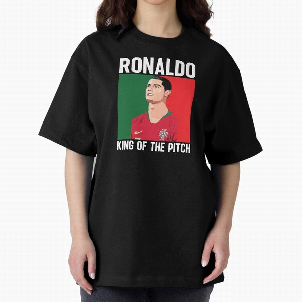 Ronaldo: King Of The Pitch Oversized T-Shirt Carry the Colors and Pride of the FIFA World Cup 2026 USA Canada Mexico Journey through Messi, Neymar and Mbappe Highlights, Spain and Netherlands Pride, Football History, Final Match Energy, Crowd Noise
