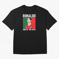 Ronaldo: King Of The Pitch Oversized T-Shirt Carry the Colors and Pride of the FIFA World Cup 2026 USA Canada Mexico Journey through Messi, Neymar and Mbappe Highlights, Spain and Netherlands Pride, Football History, Final Match Energy, Crowd Noise