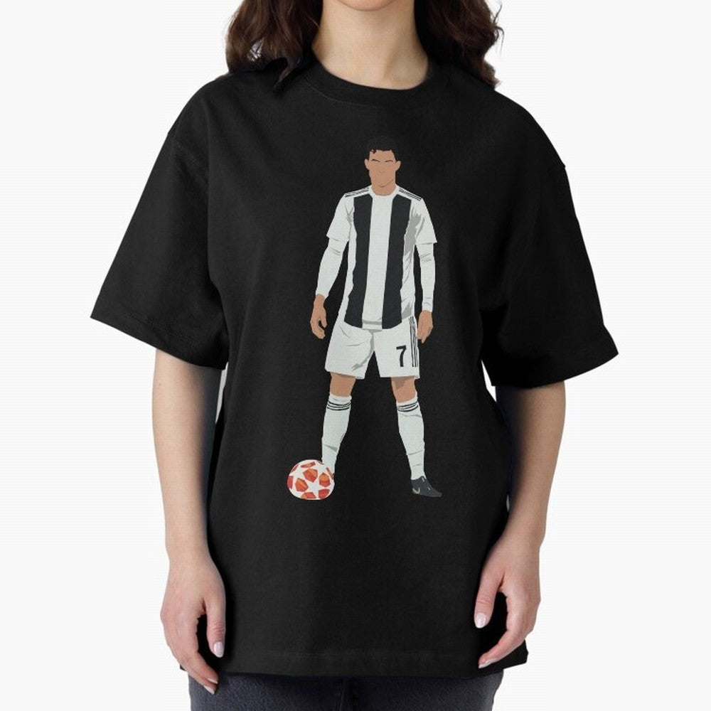 Ronaldo Stance Oversized T-Shirt Make Game Day About Global Football Passion for FIFA World Cup 2026, Centered on Messi, CR7 and Mbappe, Argentina, France and Brazil, Championship Spirit, Famous Goals, Roaring Crowds and International Football