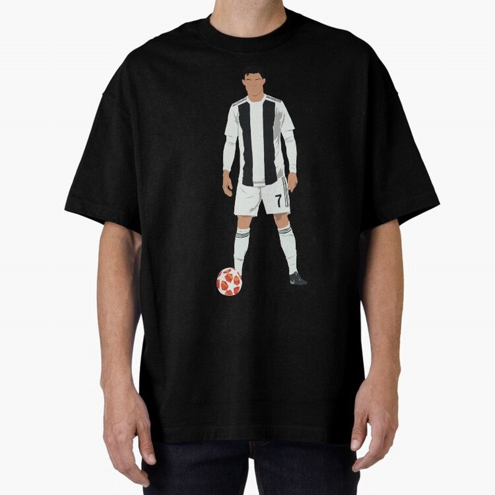 Ronaldo Stance Oversized T-Shirt Make Game Day About Global Football Passion for FIFA World Cup 2026, Centered on Messi, CR7 and Mbappe, Argentina, France and Brazil, Championship Spirit, Famous Goals, Roaring Crowds and International Football