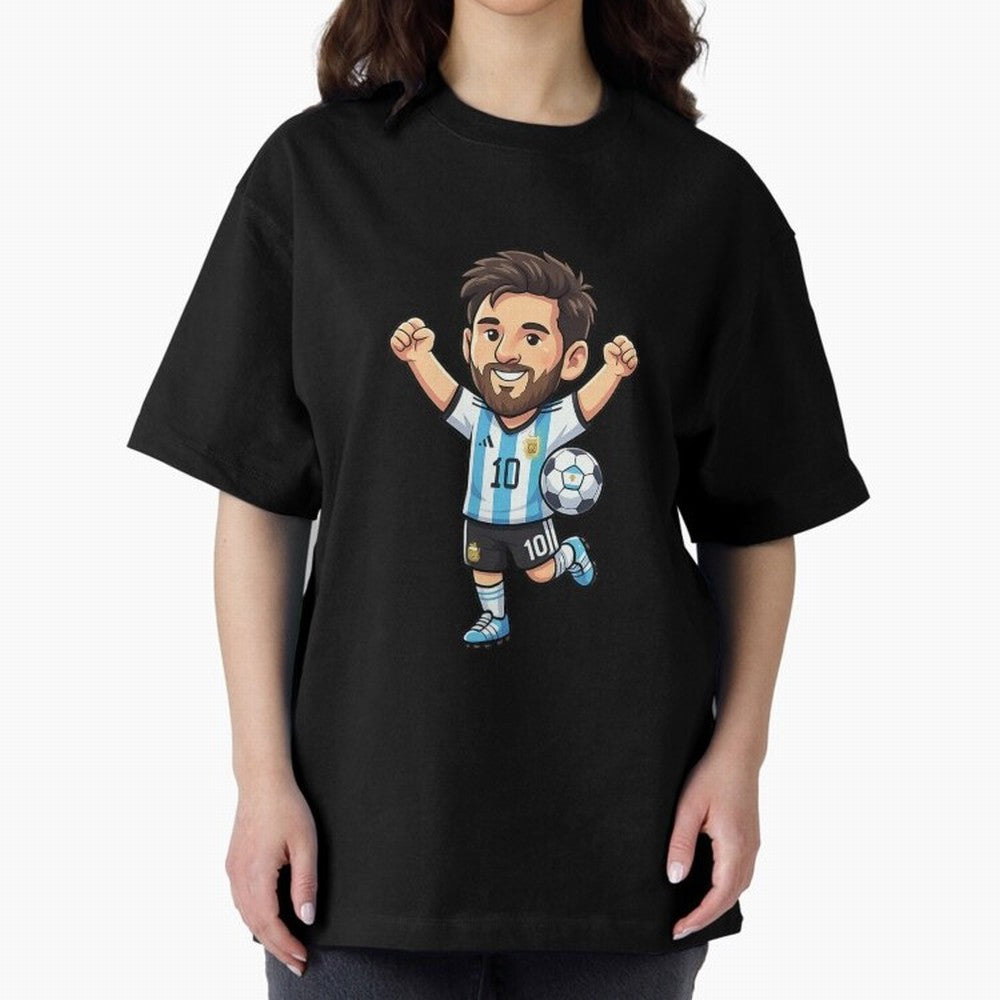 Cute Football Champion Cartoon Design Oversized T-Shirt Enjoy FIFA World Cup 2026 Group Stage Spirit, Filled with Argentina and Brazil, Cristiano Ronaldo, Match Day Excitement, Supporter Culture, Golden Goals and Global Football Passion; Great for