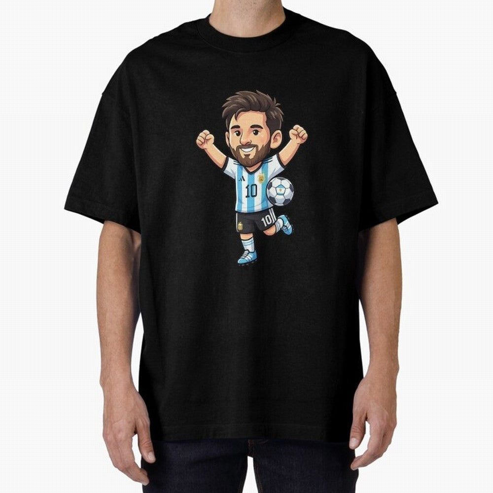 Cute Football Champion Cartoon Design Oversized T-Shirt Enjoy FIFA World Cup 2026 Group Stage Spirit, Filled with Argentina and Brazil, Cristiano Ronaldo, Match Day Excitement, Supporter Culture, Golden Goals and Global Football Passion; Great for