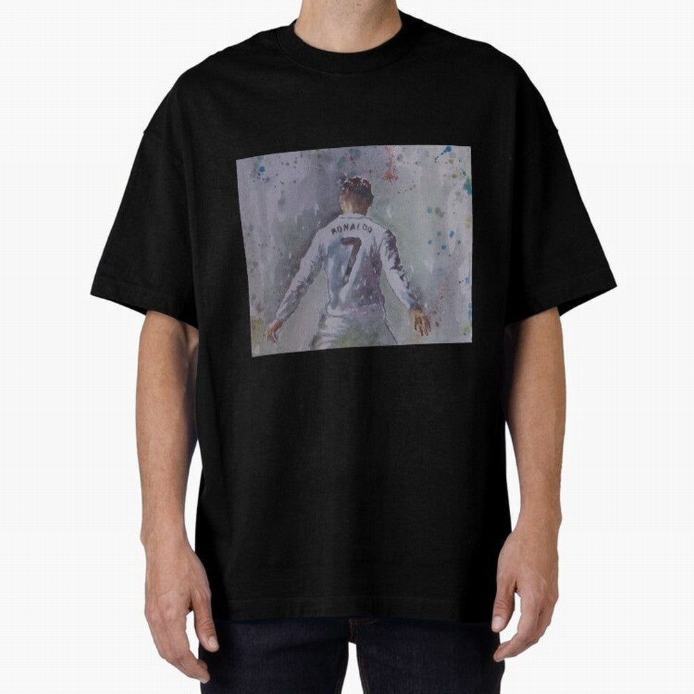 Cristiano Ronaldo - Portrait 2 Oversized T-Shirt Mark FIFA World Cup 2026 Group Stage Spirit, Connected to Brazil, Portugal and Argentina, Mbappe and Neymar, Classic Soccer Heritage, Championship Pressure, Fan Loyalty and International Pride; Made