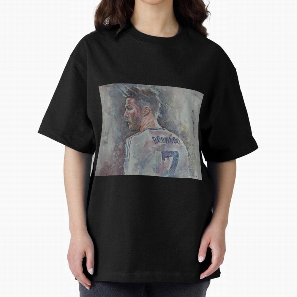 Cristiano Ronaldo - Portrait 1 Oversized T-Shirt Create Match Day Hype around FIFA World Cup 2026 USA Canada Mexico, CR7, England, Supporter Pride, Iconic Celebrations, Legendary Names and Global Match Day Energy; Great for Supporters Who Love