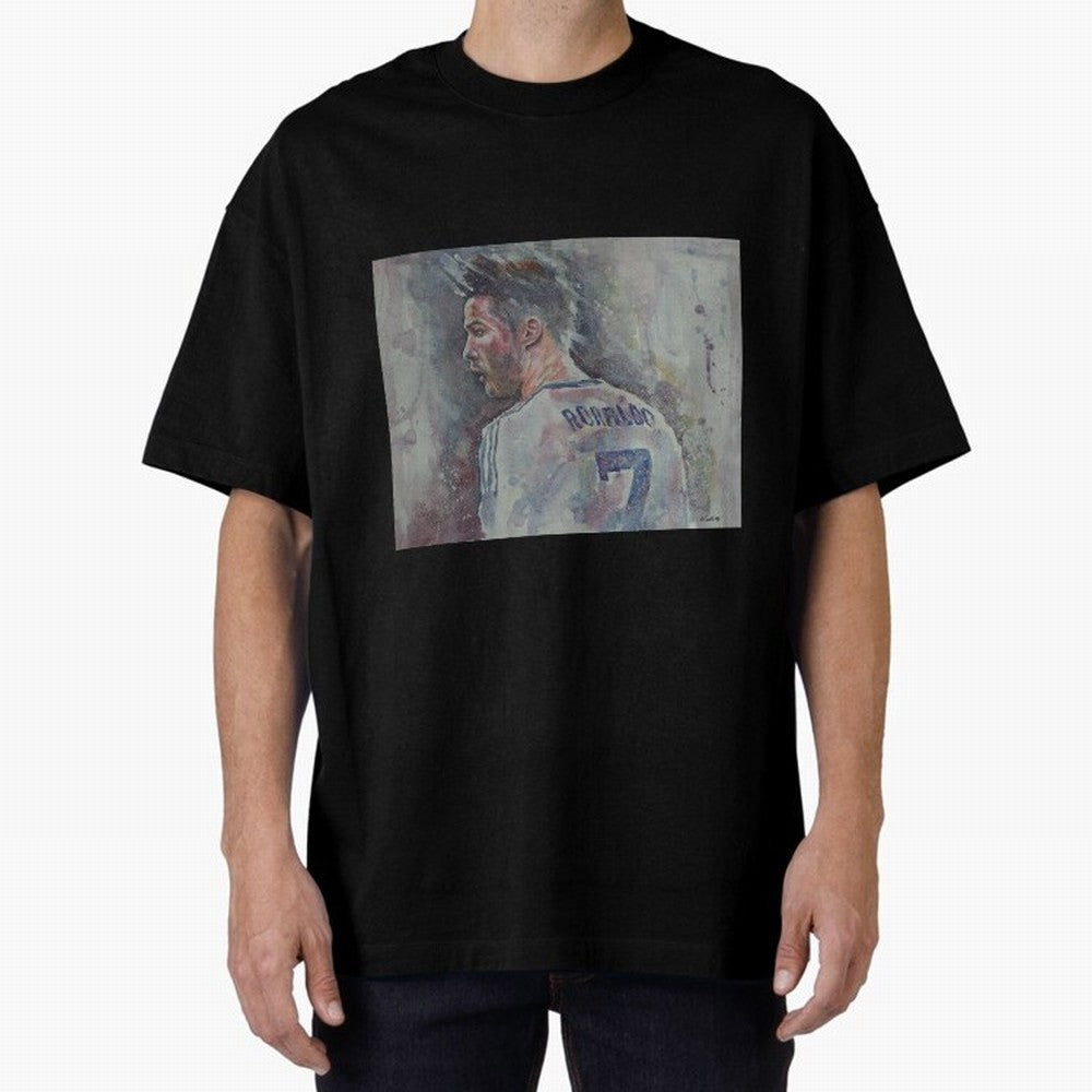 Cristiano Ronaldo - Portrait 1 Oversized T-Shirt Create Match Day Hype around FIFA World Cup 2026 USA Canada Mexico, CR7, England, Supporter Pride, Iconic Celebrations, Legendary Names and Global Match Day Energy; Great for Supporters Who Love