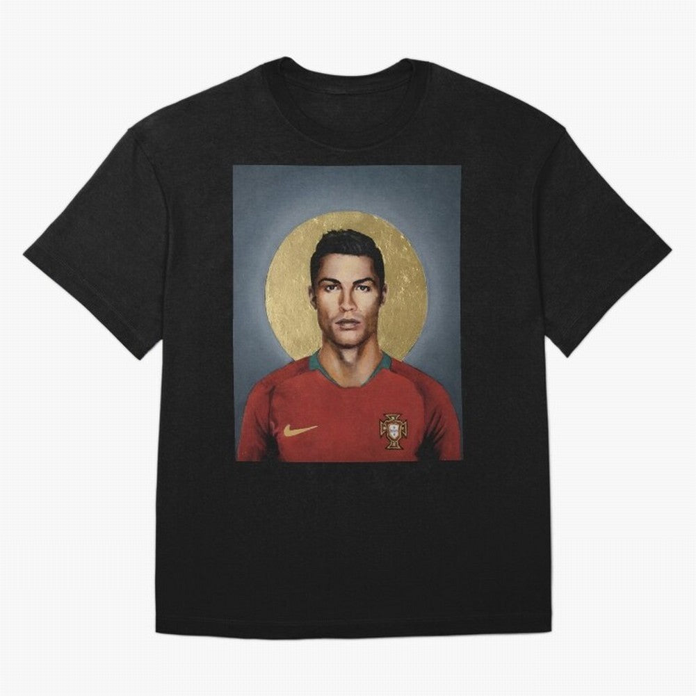 Cristiano Ronaldo CR7 Saint Portugal Football Legend Fan Art Oversized T-Shirt Turn Up for FIFA World Cup 2026 USA Canada Mexico for Fans of CR7 and Messi and Argentina and Brazil, Bringing Fan Favorite Moments, National Team Passion, Big Match