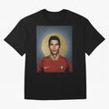 Cristiano Ronaldo CR7 Saint Portugal Football Legend Fan Art Oversized T-Shirt Turn Up for FIFA World Cup 2026 USA Canada Mexico for Fans of CR7 and Messi and Argentina and Brazil, Bringing Fan Favorite Moments, National Team Passion, Big Match