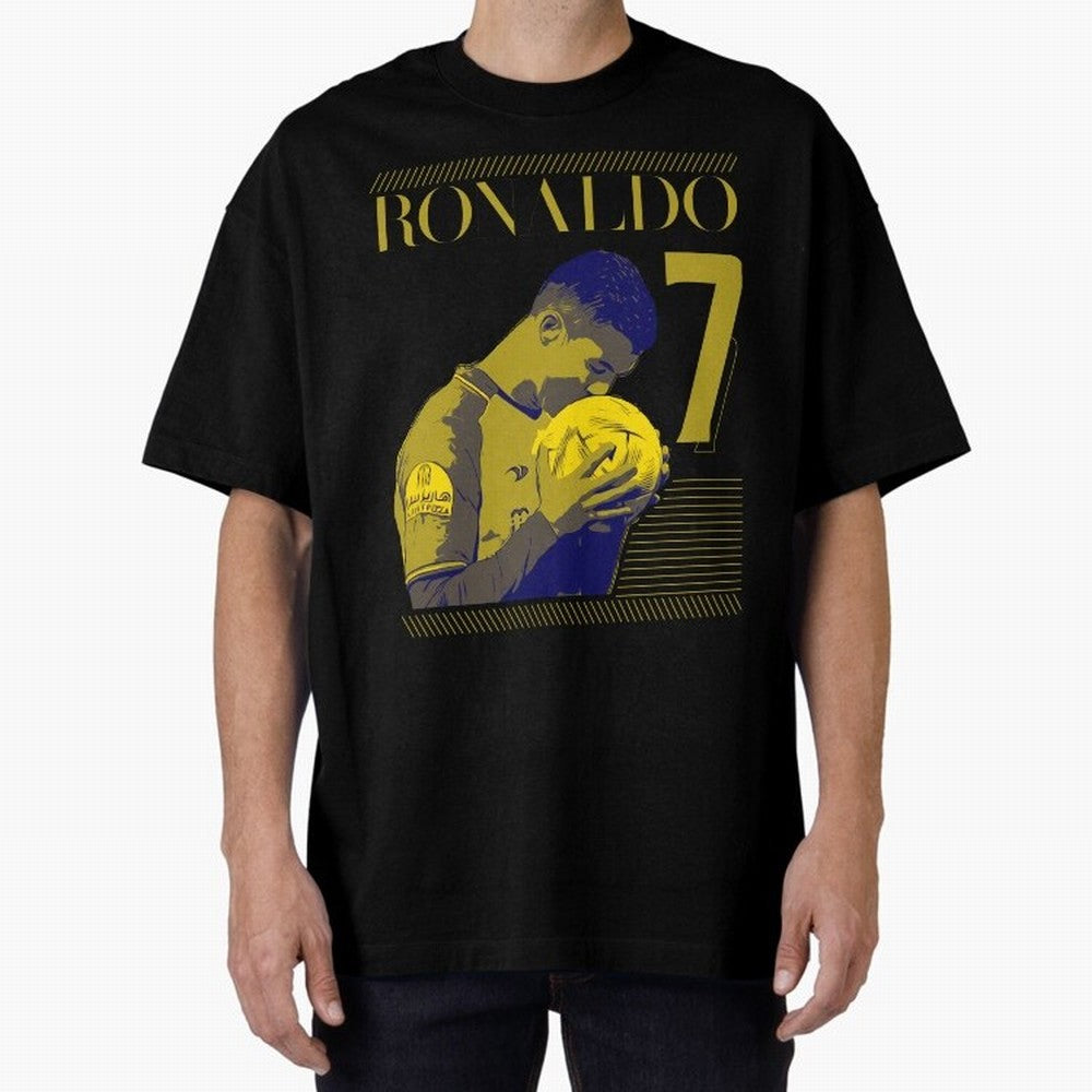 Cristiano Ronaldo Its Yellow Oversized T-Shirt Show Passion for the Stars of FIFA World Cup 2026 USA Canada Mexico Spirit, Connected to Argentina, France and Brazil, Neymar, Haaland and Cristiano Ronaldo, Global Supporter Spirit, Legendary Goals,