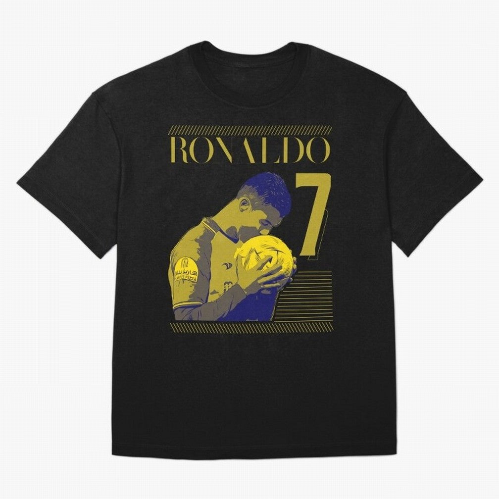 Cristiano Ronaldo Its Yellow Oversized T-Shirt Show Passion for the Stars of FIFA World Cup 2026 USA Canada Mexico Spirit, Connected to Argentina, France and Brazil, Neymar, Haaland and Cristiano Ronaldo, Global Supporter Spirit, Legendary Goals,