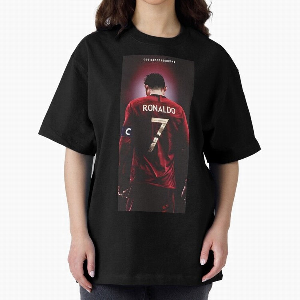 Cristiano Ronaldo Oversized T-Shirt Honor the Football Icons of FIFA World Cup 2026 USA Canada Mexico Spirit, Inspired by Germany, Haaland, Retro Football Energy, Iconic Rivalries, Trophy Chase Drama and Stadium Atmosphere; Created for Match Day