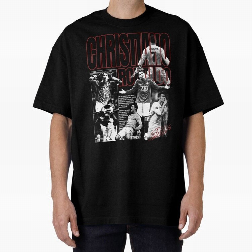 Cristiano Ronaldo Vintage Graphic Oversized T-Shirt Celebrate Golden Goal Energy in FIFA World Cup 2026 Spirit, Driven by Argentina, France and Brazil, Cristiano Ronaldo, Haaland and CR7, Goal Celebration Energy, Supporter Heritage, Football Icons