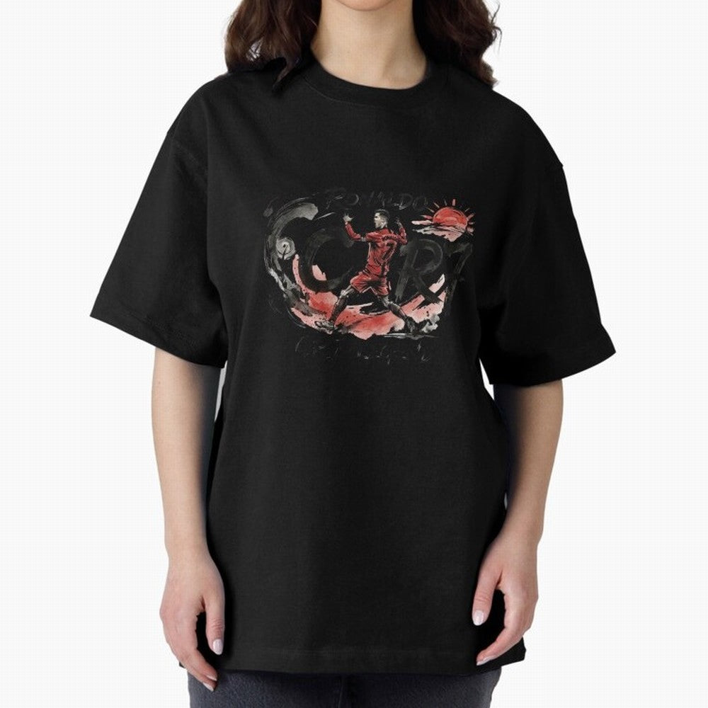 Cristiano Ronaldo CR7 Legend Japanese Ink Art Style Oversized T-Shirt Bring Trophy Dreams to the FIFA World Cup 2026 Journey through Messi Highlights, Portugal Pride, Stadium Chants, National Pride, Trophy Dreams and Unforgettable Football