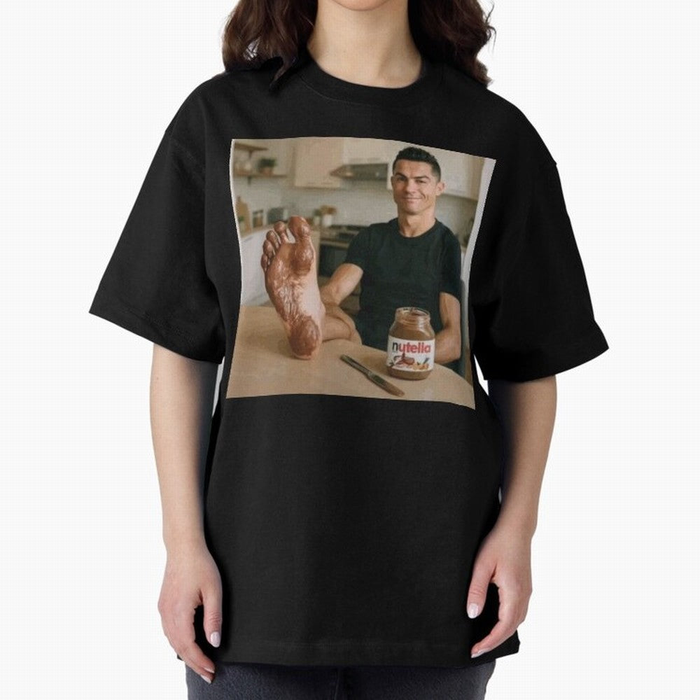 Ronaldo Nutella (LOW RES) Oversized T-Shirt Share the Excitement of FIFA World Cup 2026 Spirit, Built around Germany, Cristiano Ronaldo, Haaland and CR7, Stadium Chants, National Pride, Trophy Dreams and Unforgettable Football Memories; Ideal for