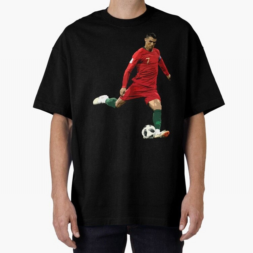 Cristiano Ronaldo Oversized T-Shirt Show Match Day Excitement for Match Day Hype around FIFA World Cup 2026, Haaland, Brazil, Retro Football Energy, Iconic Rivalries, Trophy Chase Drama and Stadium Atmosphere; Made for Die Hard Supporters, Soccer