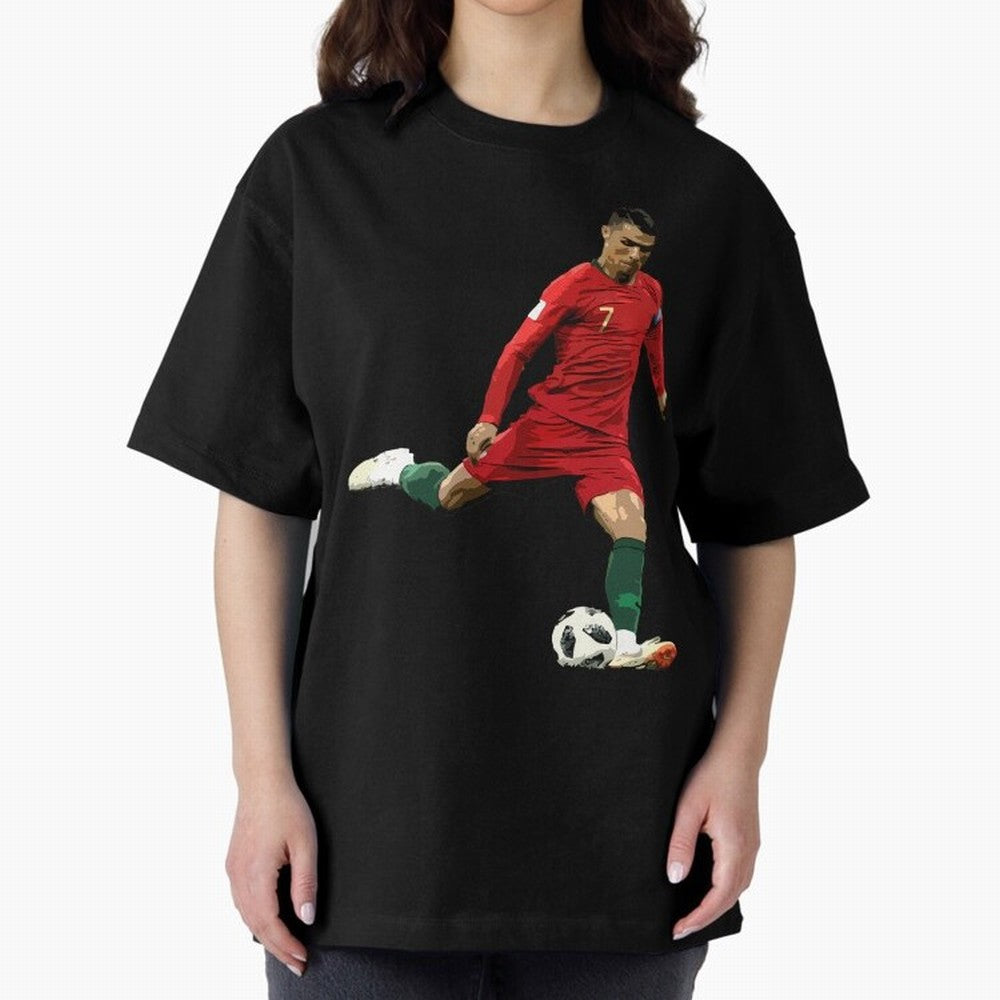 Cristiano Ronaldo Oversized T-Shirt Show Match Day Excitement for Match Day Hype around FIFA World Cup 2026, Haaland, Brazil, Retro Football Energy, Iconic Rivalries, Trophy Chase Drama and Stadium Atmosphere; Made for Die Hard Supporters, Soccer