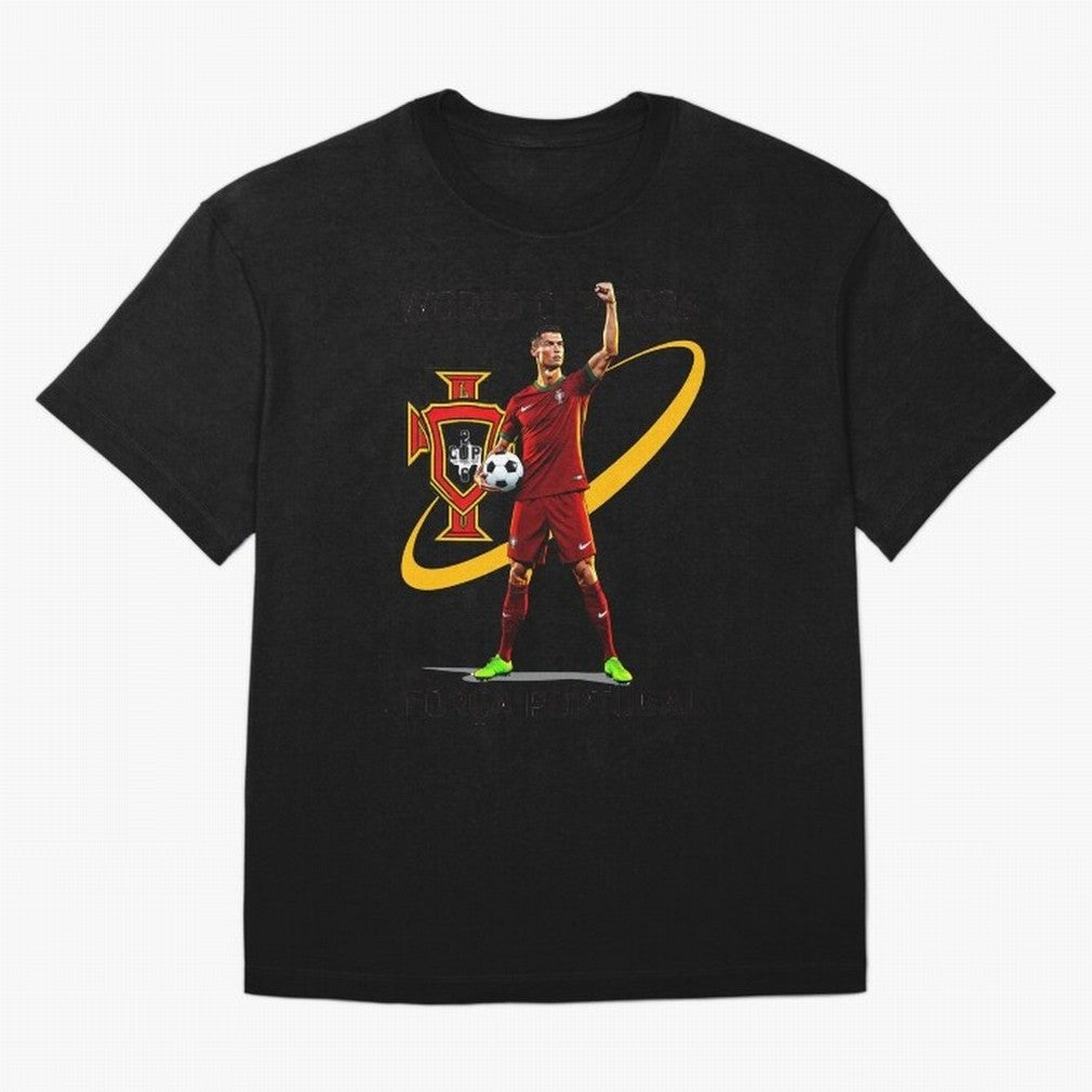 FIFA World Cup 2026 - Portugal Fan Oversized T-Shirt Join Supporters Worldwide for FIFA World Cup 2026 Group Stage Spirit, Centered on Spain, Messi, CR7 and Mbappe, Football History, Final Match Energy, Crowd Noise and Once in a Lifetime Moments;