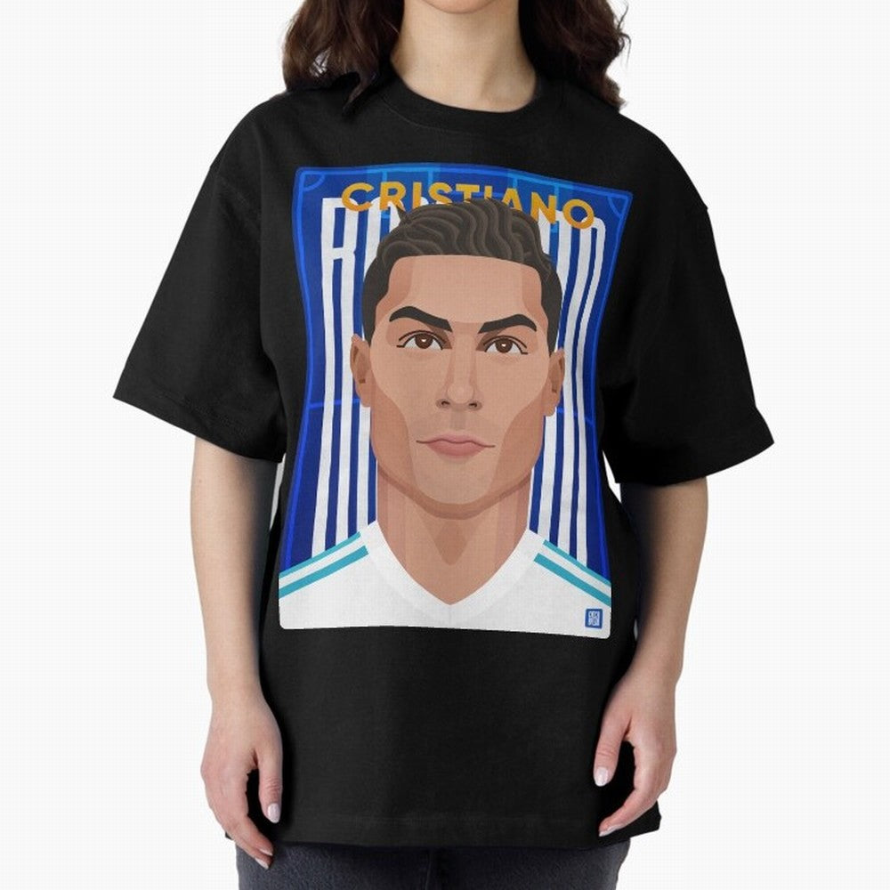 Cristiano Ronaldo (RM) | The Commander Oversized T-Shirt Experience FIFA World Cup 2026 for Fans of Messi, CR7 and Mbappe and England and Germany, Bringing Champion Mindset, Group Stage Buzz, Knockout Tension and Passionate Fan Culture; Perfect for