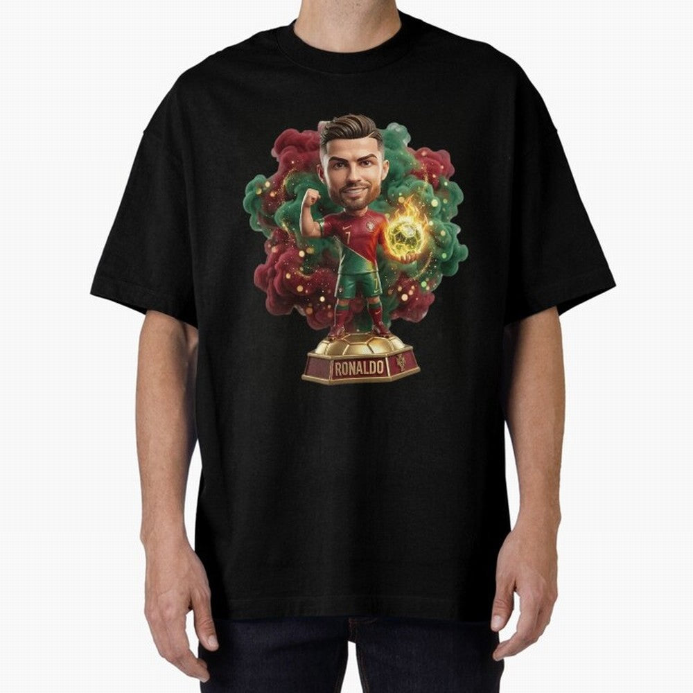 Ronaldo Portugal 2026 - Legend Soccer Chibi 3D Oversized T-Shirt Support Iconic Players in Global Football Passion for FIFA World Cup 2026 USA Canada Mexico, with CR7, Brazil, Portugal and Argentina, Stadium Chants, National Pride, Trophy Dreams