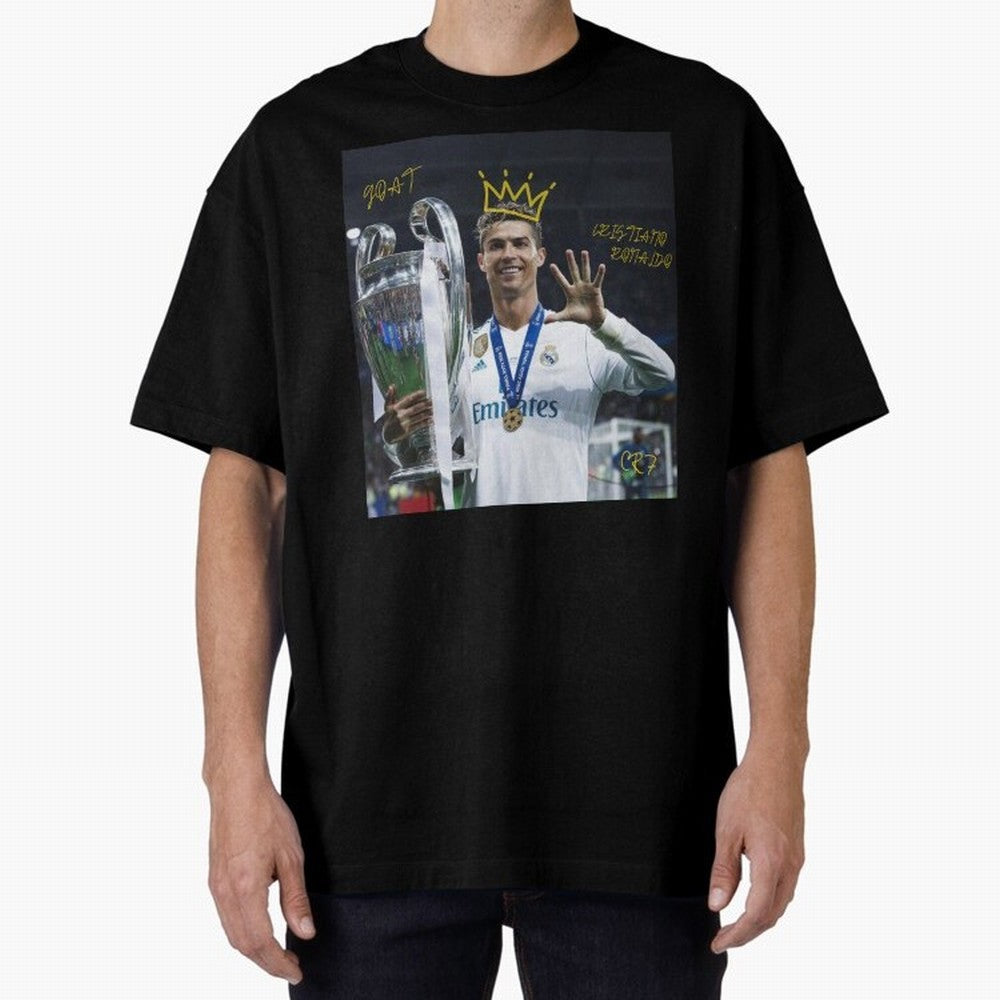 Cristiano Ronaldo- GOAT Oversized T-Shirt Carry National Pride through the FIFA World Cup 2026 Journey through Mbappe and Neymar Highlights, England Pride, Champion Mindset, Group Stage Buzz, Knockout Tension and Passionate Fan Culture; Ideal for