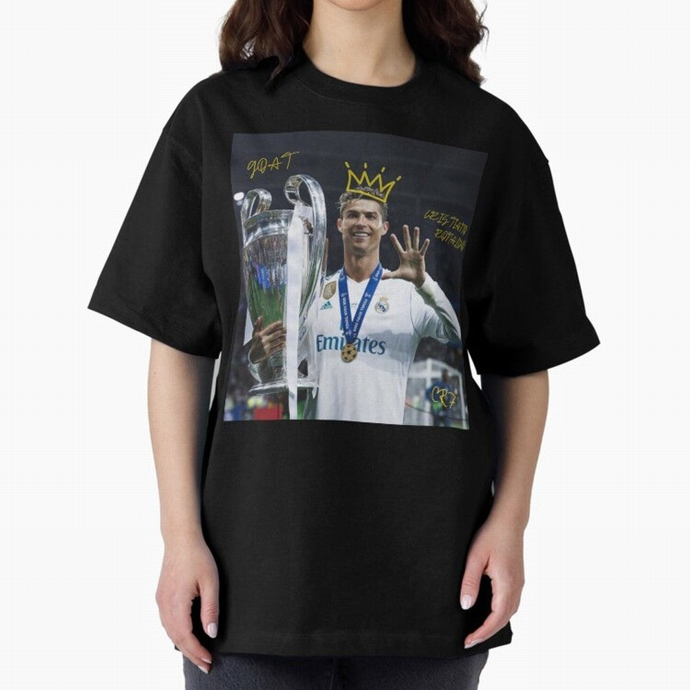 Cristiano Ronaldo- GOAT Oversized T-Shirt Carry National Pride through the FIFA World Cup 2026 Journey through Mbappe and Neymar Highlights, England Pride, Champion Mindset, Group Stage Buzz, Knockout Tension and Passionate Fan Culture; Ideal for