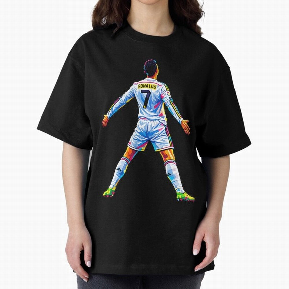 The GOAT Ronaldo Oversized T-Shirt Celebrate FIFA World Cup 2026 Featuring Haaland, Argentina, France and Brazil Energy, Global Supporter Spirit, Legendary Goals, National Colors and Tournament Celebration; Ideal for Passionate Fans Who Love