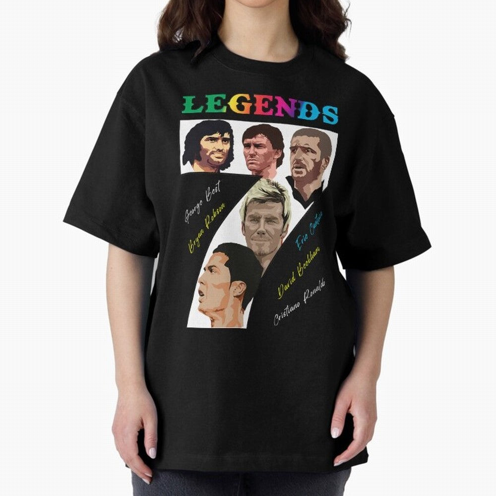 LEGENDS OF FOOTBALL Oversized T-Shirt Keep the Match Day Mood of the FIFA World Cup 2026 USA Canada Mexico Journey through CR7 Highlights, England Pride, Classic Soccer Heritage, Championship Pressure, Fan Loyalty and International Pride; Perfect